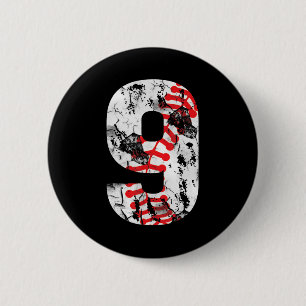 9 Years Old Gifts Number 9 Baseball 9th Birthday B Button