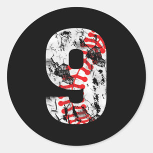9 Years Old Gifts Number 9 Baseball 9th Birthday B Classic Round Sticker