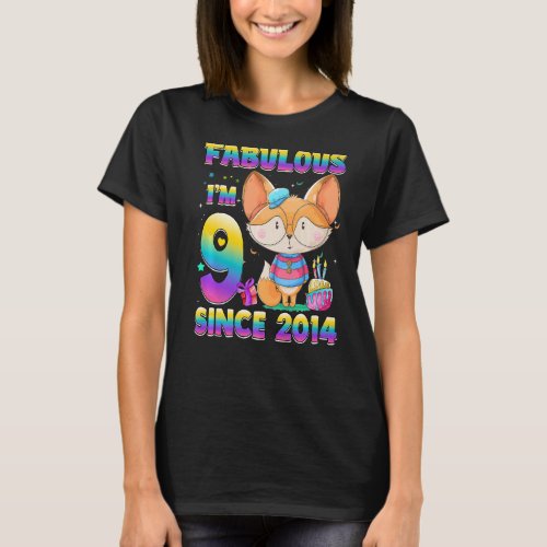 9 Years Old Girls Teens Cute Fox 9th Birthday Girl T_Shirt