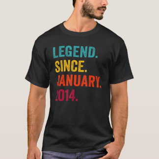 9 Years Old Legend Since January 2014 9th Birthda T-Shirt
