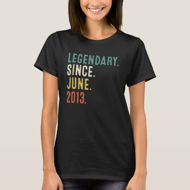 9 Years Old  Legend Since June 2013 9th Birthday 1 T-Shirt (Front)