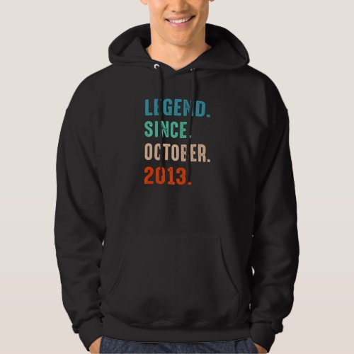 9 Years Old  Legend Since October 2013 9th Birthda Hoodie