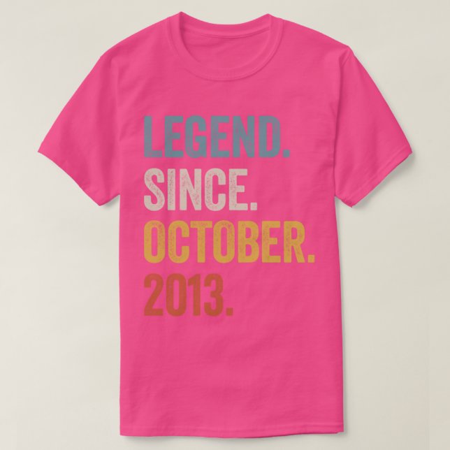 9 Years Old Legend Since October 2013 9th Birthday T-Shirt (Design Front)