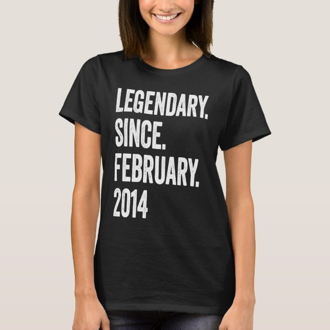 9 Years Old Legendary Since February 2014 9th Birt T-Shirt (Front)