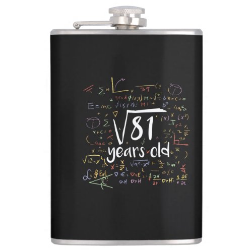 9 years old math birthday design flask