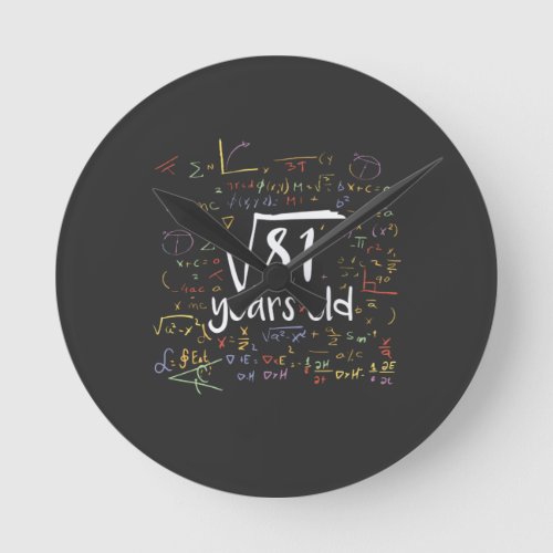 9 years old math birthday design round clock