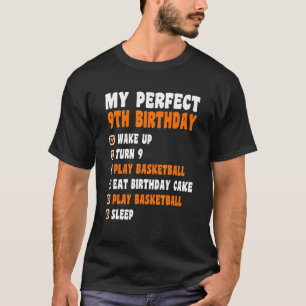 9 Years Old Perfect 9th Birthday Basketball 9th Bi T-Shirt