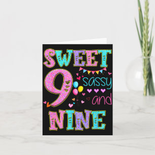 9 Years Old Sweet Sy And Nine Birthday Girl Donut Card