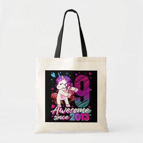 9 Years Old Unicorn Flossing 9th Birthday Girl Tote Bag