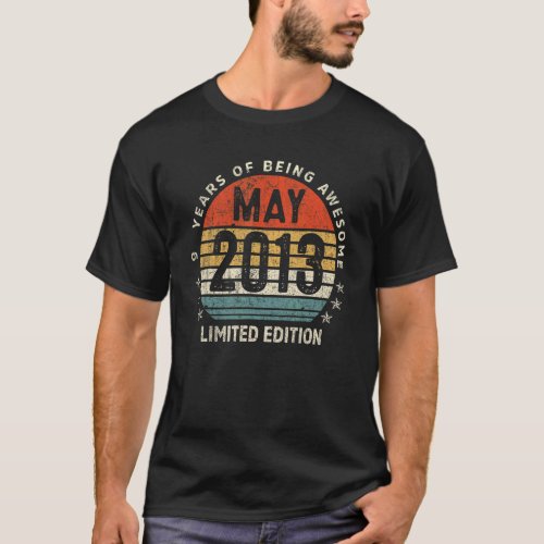 9 Years Old Vintage May 2013  9th Birthday T_Shirt