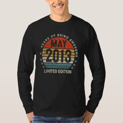 9 Years Old Vintage May 2013  9th Birthday T_Shirt