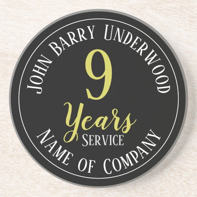 9 Years Service Staff Award Coaster (Front)