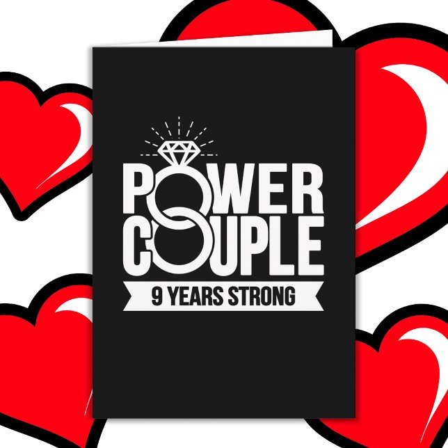 9 Years Strong Power Couple Cute 9th Anniversary Card (Creator Uploaded)