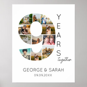 9 Years Together Photo Collage Wedding Anniversary Poster