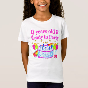 9 YRS OLD AND READY TO PARTY BIRTHDAY CAKE DESIGN T-Shirt
