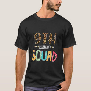 9 Yrs Old Birthday Leopard Floral  9th Birthday Sq T-Shirt