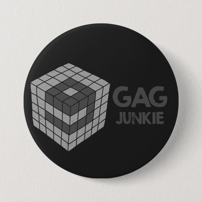 9gag junkie logo in cube pinback button (Front)