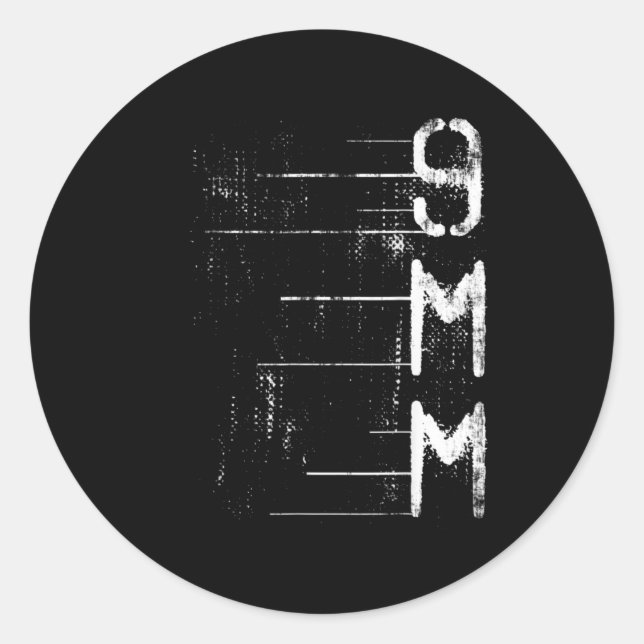 9MM Gun Ammo Firing Range Target Practice Hunting Classic Round Sticker (Front)