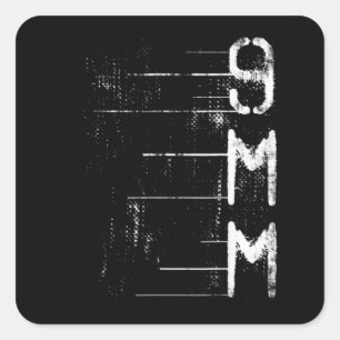 9MM Gun Ammo Firing Range Target Practice Hunting Square Sticker