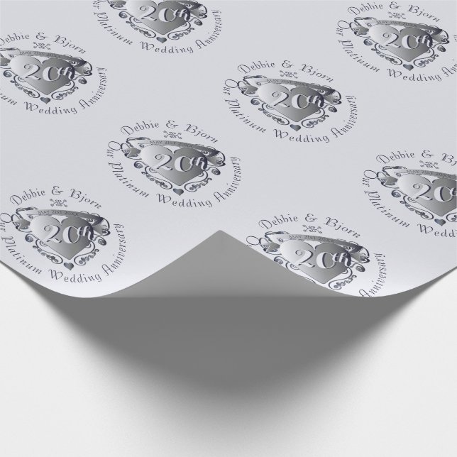 9th, 10th, 20th, 25th, 70th Wedding Anniversary Wrapping Paper (Corner)