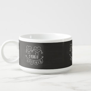 9th Anniversary Gift Chalk Hearts Bowl