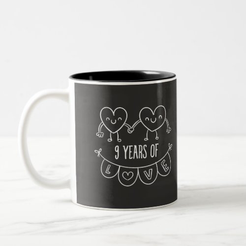 9th Anniversary Gift Chalk Hearts Two_Tone Coffee Mug