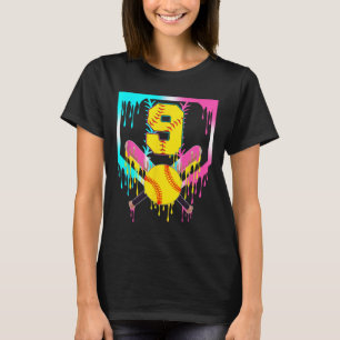 9th Bday Softll Home Plate Drip Ice Cream 9 Year O T-Shirt