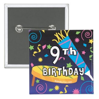 9th Birthday 2 Inch Square Button