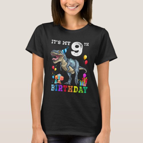 9th Birthday  9 Year Old  Boy Dino Rex Dinosaur 1 T_Shirt