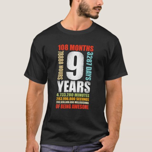 9Th Birthday 9 Year Old Boys Girls Kids Party Bein T_Shirt