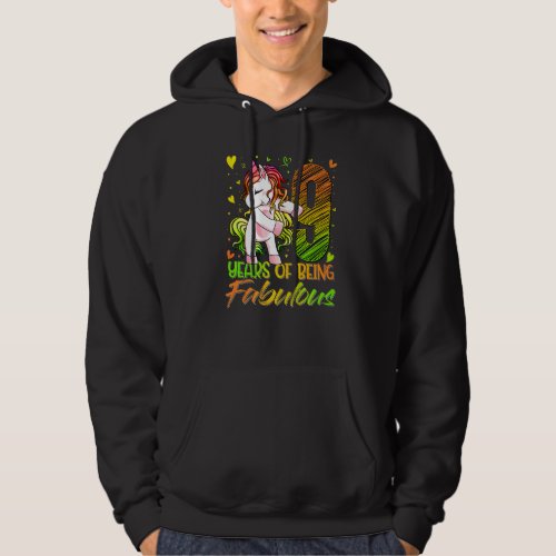 9th Birthday  9 Year Old Girl Flossing Unicorn Par Hoodie