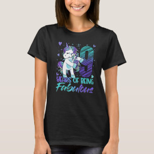 9th Birthday 9 Year Old Girl Flossing Unicorn Par T-Shirt