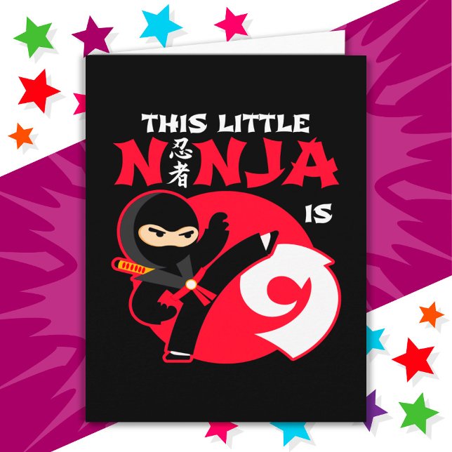 9th Birthday 9 Year Old Kids Party Little Ninja 9 Card (Creator Uploaded)