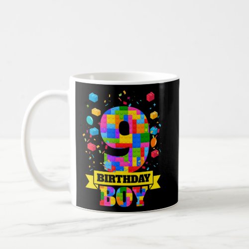 9th Birthday 9 Years Old Block Building Boys Kids  Coffee Mug