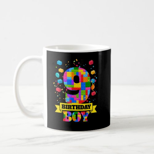 9th Birthday 9 Years Old Block Building Boys Kids  Coffee Mug