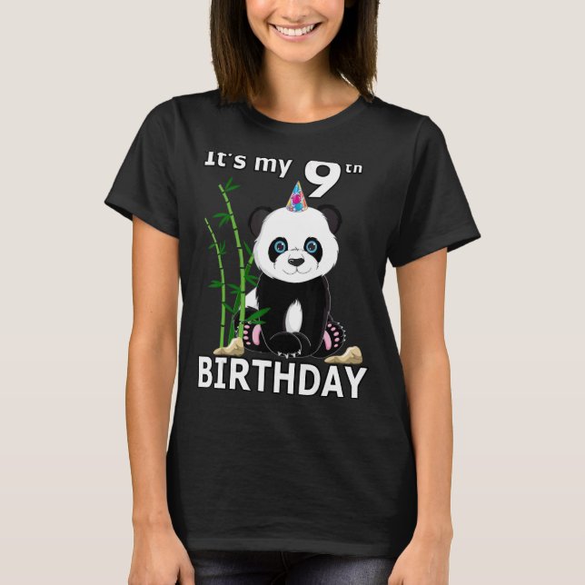 9th Birthday  9 Years Old Party Animal Panda  4 T-Shirt (Front)