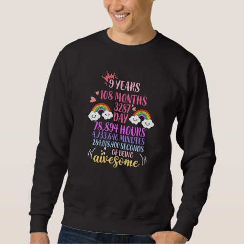 9th Birthday  9 Years Old Vintage Retro 108 Months Sweatshirt