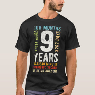 9Th Birthday 9 Years Old Vintage Retro 108 Months T-Shirt