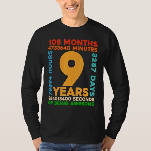 9th Birthday  9 Years Old Vintage Retro 108 Months T_Shirt