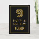 [ Thumbnail: 9th Birthday: Art Deco Inspired Look "9" & Name Card ]