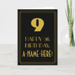 [ Thumbnail: 9th Birthday ~ Art Deco Inspired Look "9" & Name Card ]