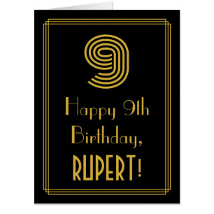 9th Birthday: Art Deco Inspired Look “9” + Name Card