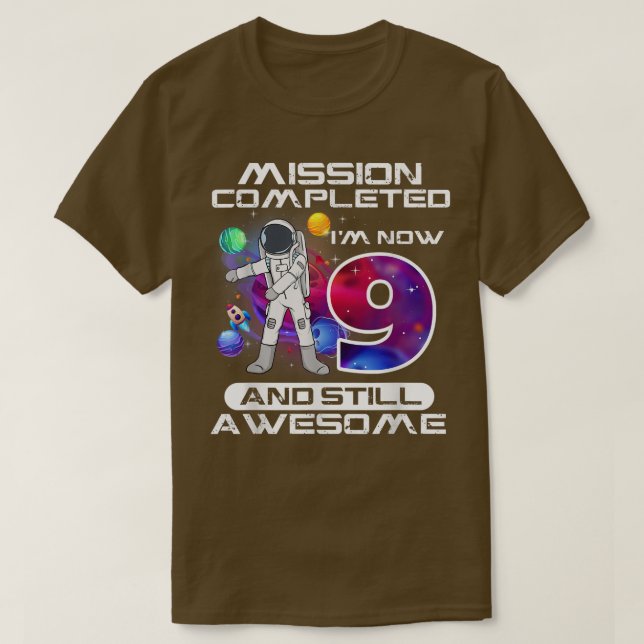 9th Birthday Astronaut Space Lover 9 Years Old Bda T-Shirt (Design Front)
