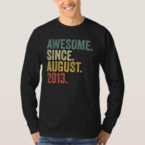9th Birthday Awesome Since August 2013 9 Year Old T_Shirt