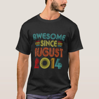 9Th Birthday Awesome Since August 2014 Retro 9 Yrs T-Shirt
