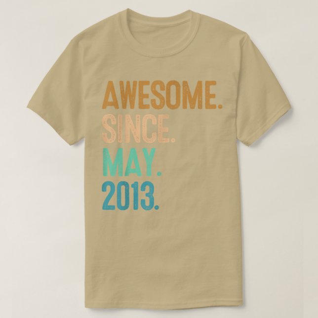9th birthday Awesome since May 2013  T-Shirt (Design Front)