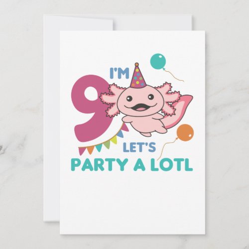 9th Birthday Axolotl Nine Year Old Cute Axolotls S Invitation