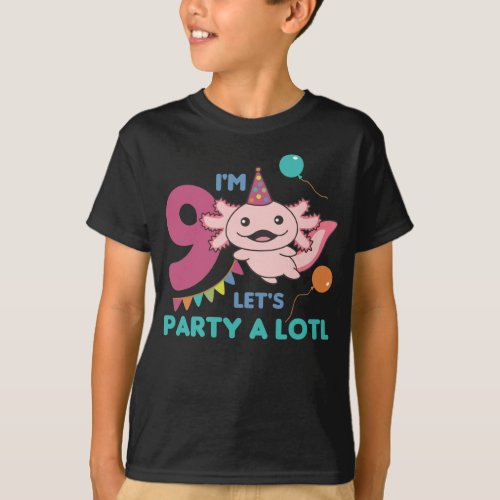 9th Birthday Axolotl Nine Year Old Cute Axolotls T_Shirt