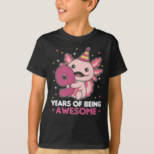 9th Birthday Axolotl Nine Year Old Cute Axolotls T-Shirt