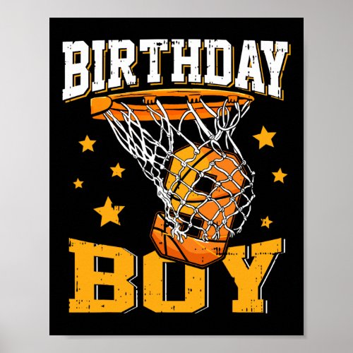 9th Birthday Basketball Boy 9 Year Old Basketball  Poster